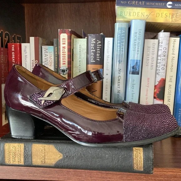 France Mode Purple Leather Mary Jane Shoes Made in France Women's Size 8 - 8.5 - Picture 4 of 16